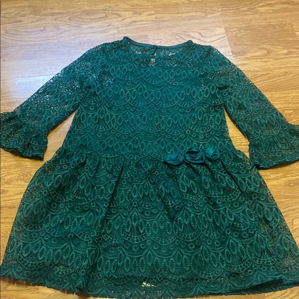 Elegant Green Lace Kids Dress